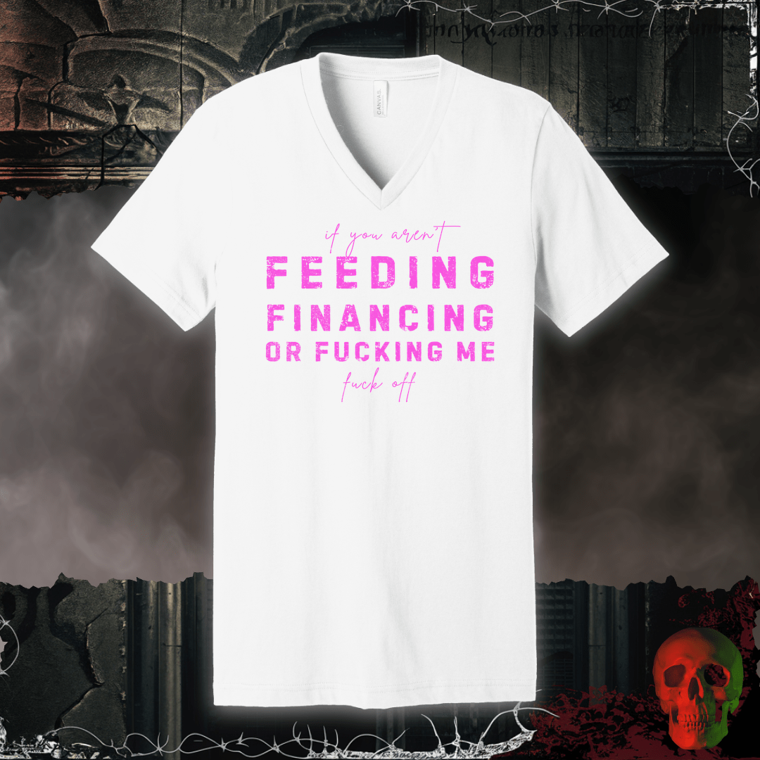 V-neck S / White Feed, Fund, F*ck V-Neck Tee