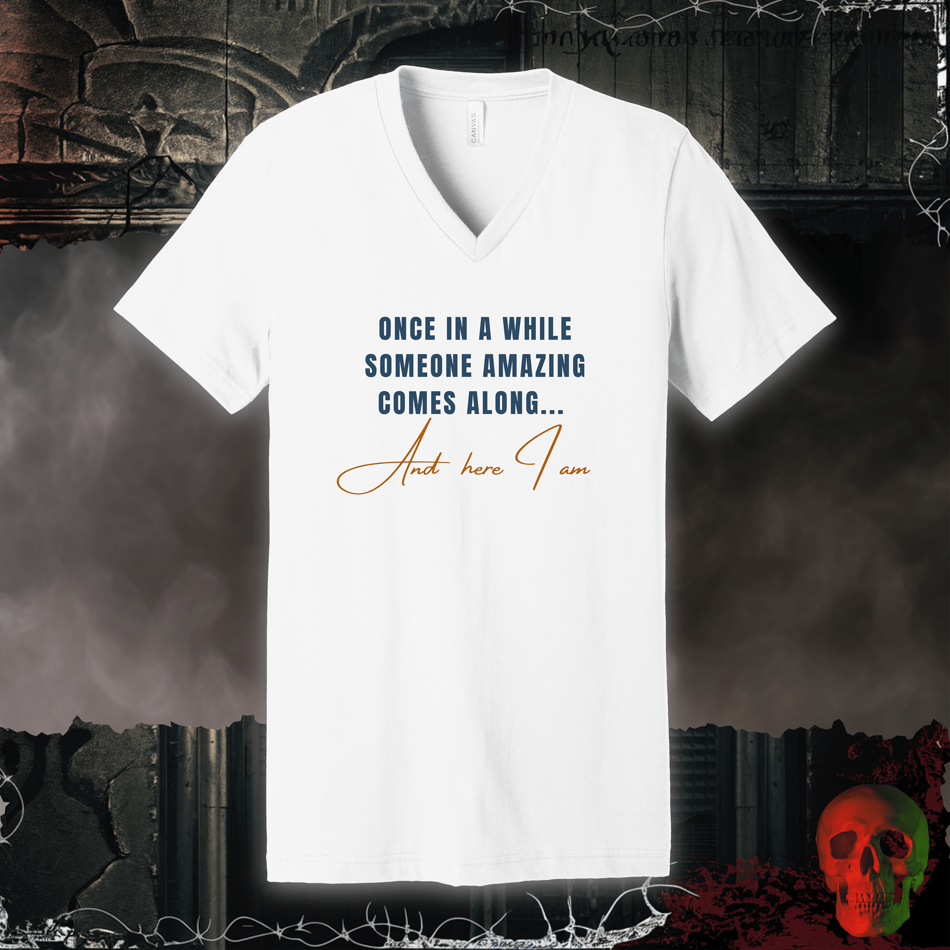 V-neck S / White Once in a While... Here I am V-Neck Tee