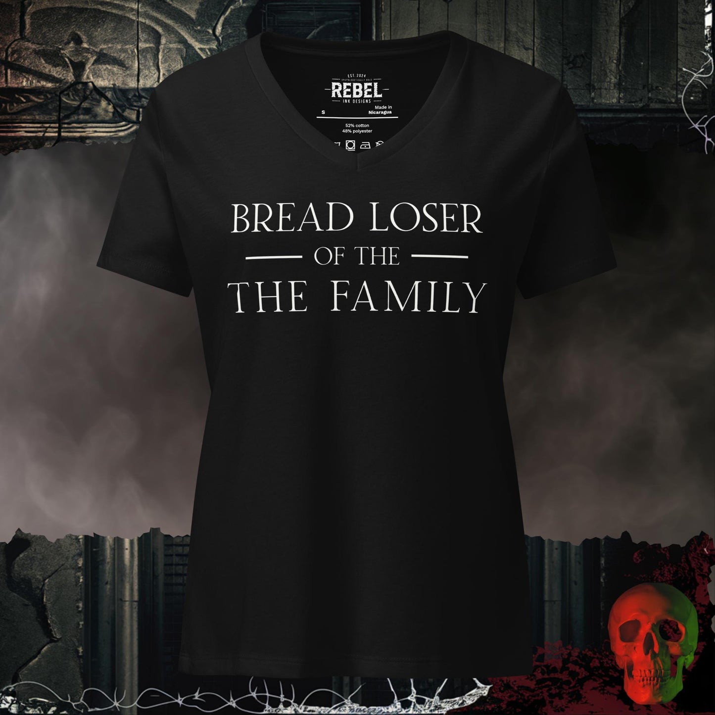V-Neck Solid Black Blend / S Bread Loser of the Family Relaxed V-Neck