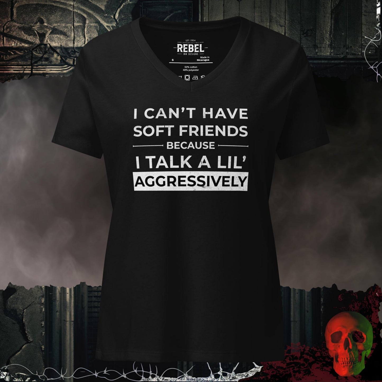 V-Neck Solid Black Blend / S Can't Have Soft Friends Relaxed V-Neck