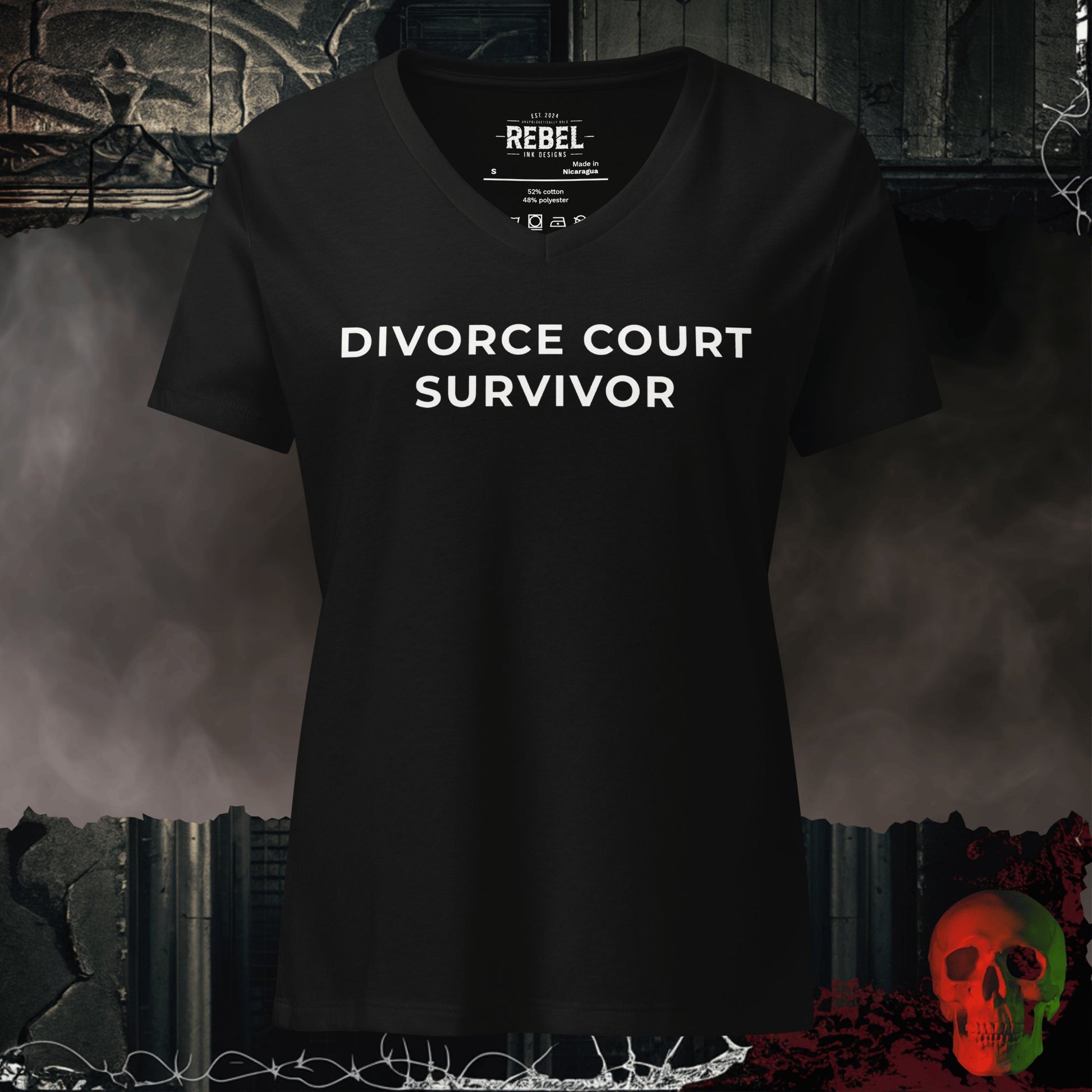 V-Neck Solid Black Blend / S Divorce Court Survivor Relaxed V-Neck