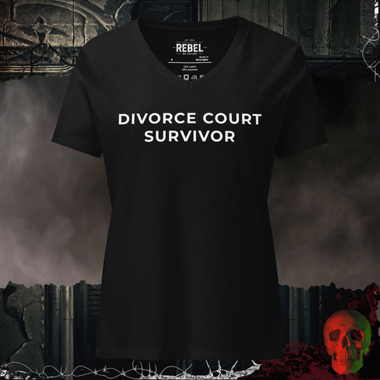 V-Neck Solid Black Blend / S Divorce Court Survivor Relaxed V-Neck