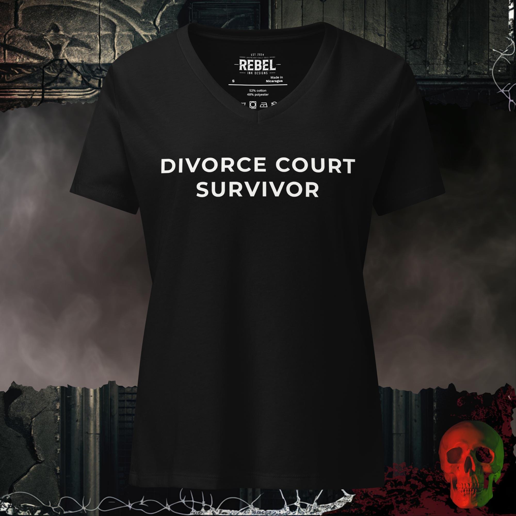 V-Neck Solid Black Blend / S Divorce Court Survivor V-Neck Tee | Rebel Ink Designs