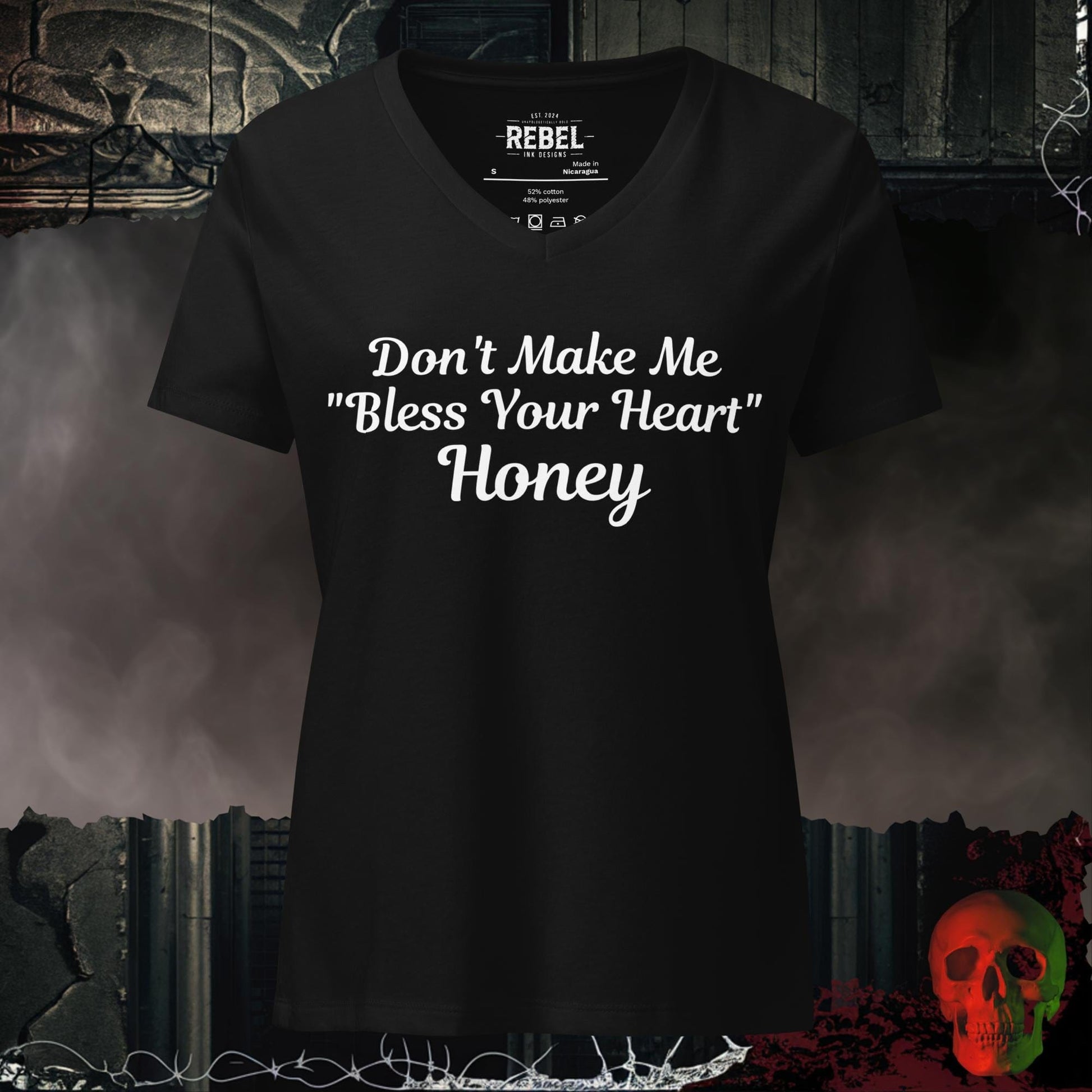 V-Neck Solid Black Blend / S Don't Make Me Bless Your Heart Relaxed V-Neck