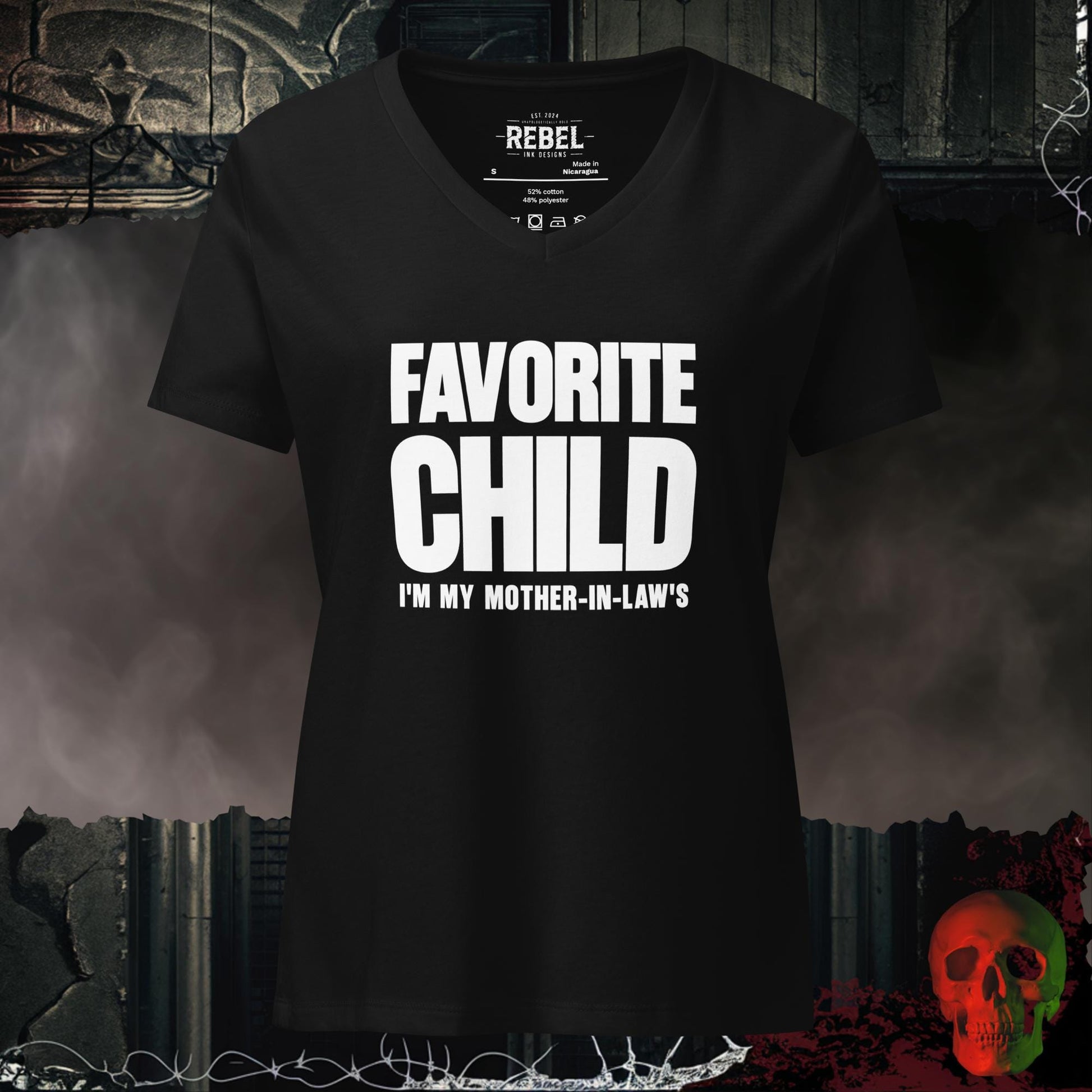 V-Neck Solid Black Blend / S Favorite Child I'm My Mother-In-Law's Confident Women's V-Neck