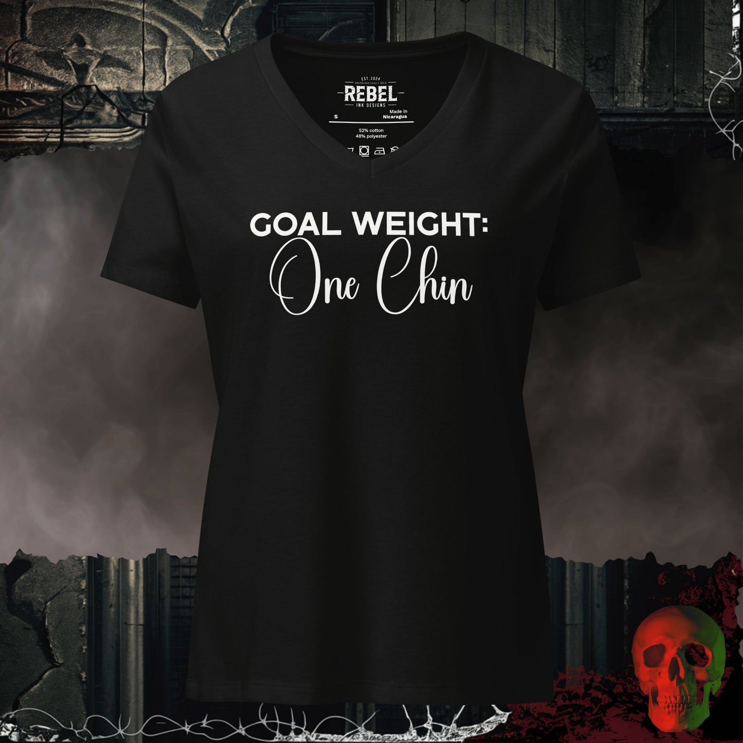 V-Neck Solid Black Blend / S Goal Weight One Chin Relaxed V-Neck