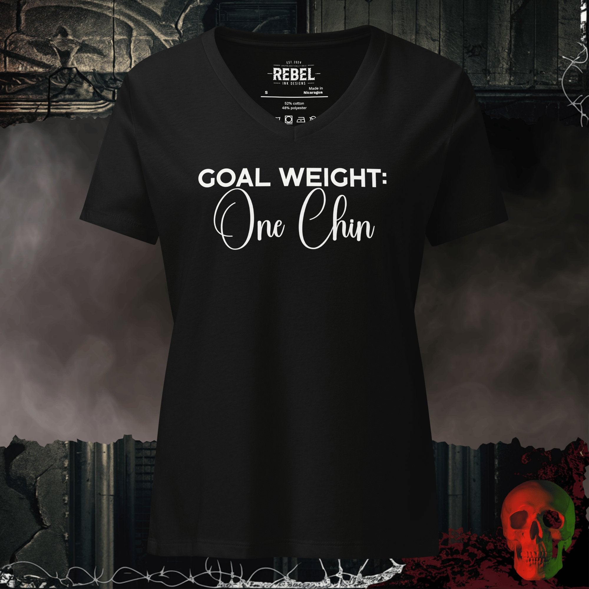 V-Neck Solid Black Blend / S Goal Weight One Chin Relaxed V-Neck