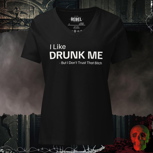 V-Neck Solid Black Blend / S I Like Drunk Me Relaxed V-Neck