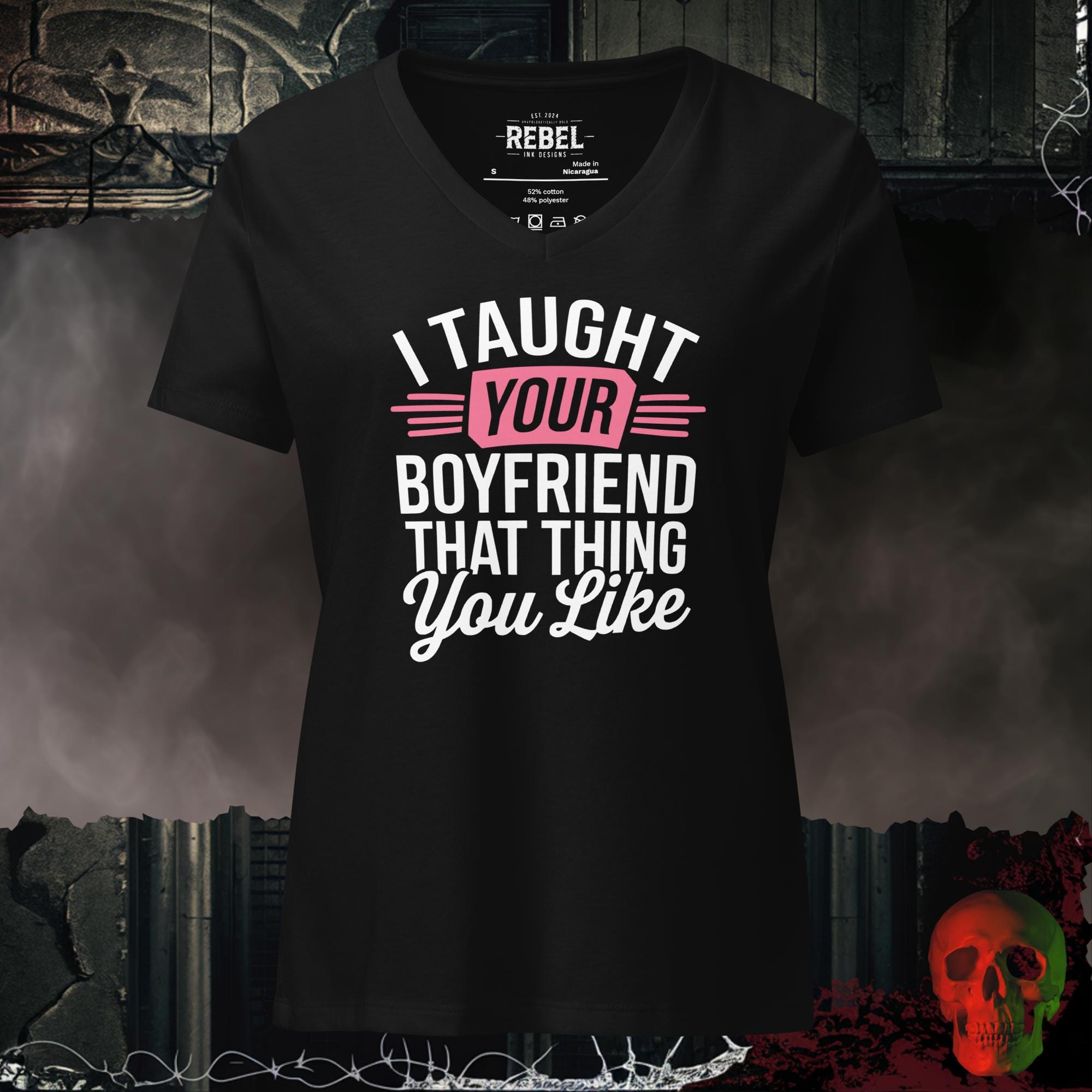 V-Neck Solid Black Blend / S I Taught Your Boyfriend Relaxed V-Neck