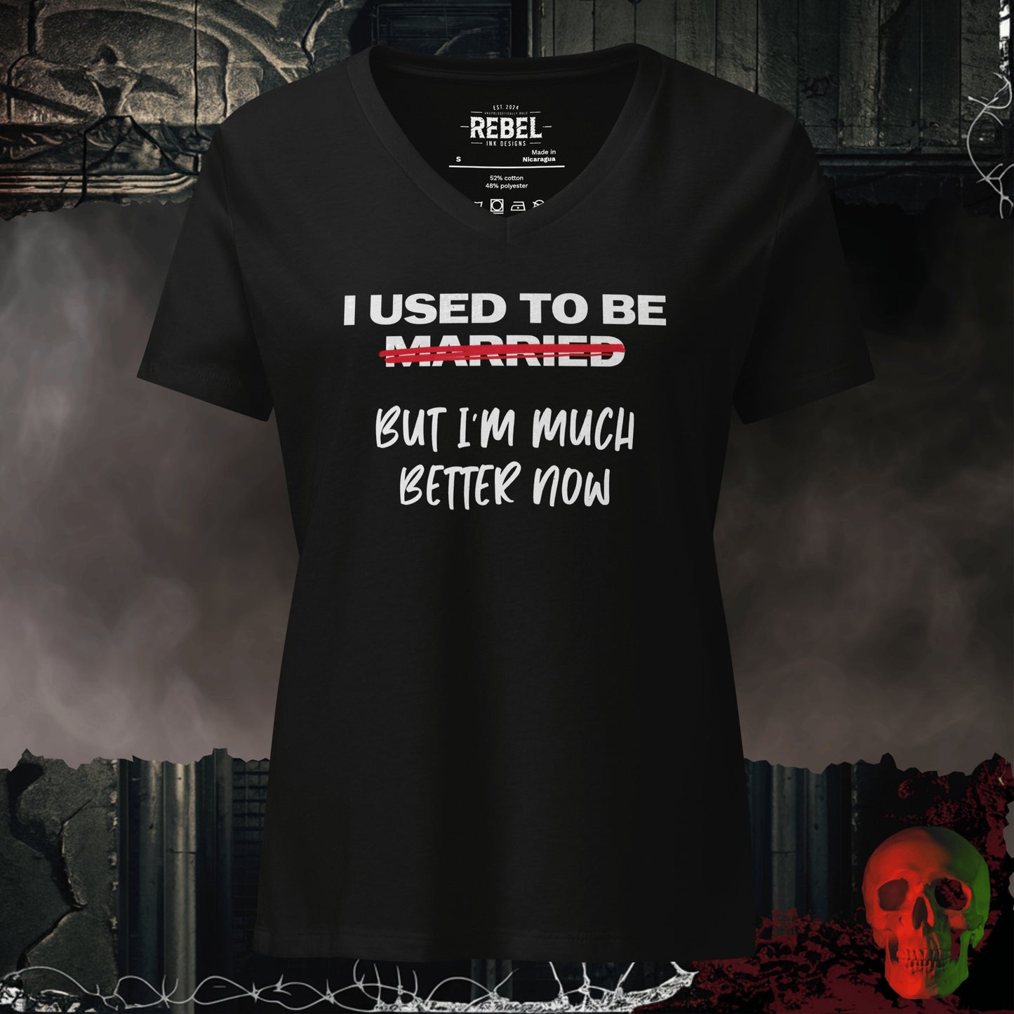 V-Neck Solid Black Blend / S I Used to be Married Relaxed V-Neck