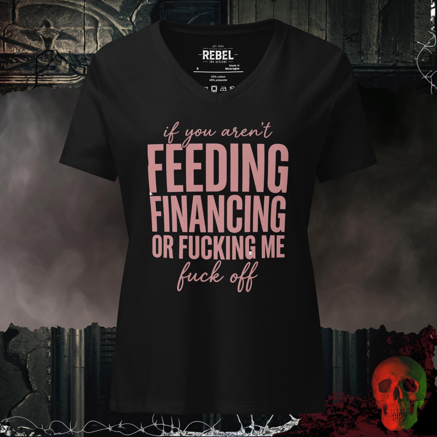 V-Neck Solid Black Blend / S If You Aren't Feeding Financing or F*cking Me Women's V-Neck