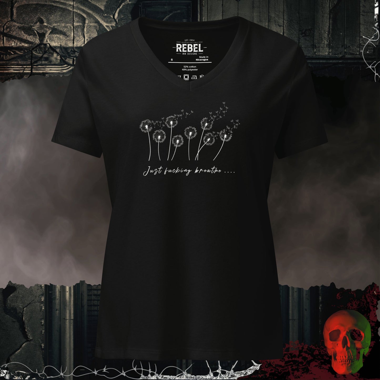 V-Neck Solid Black Blend / S Just F*cking Breathe Relaxed V-Neck