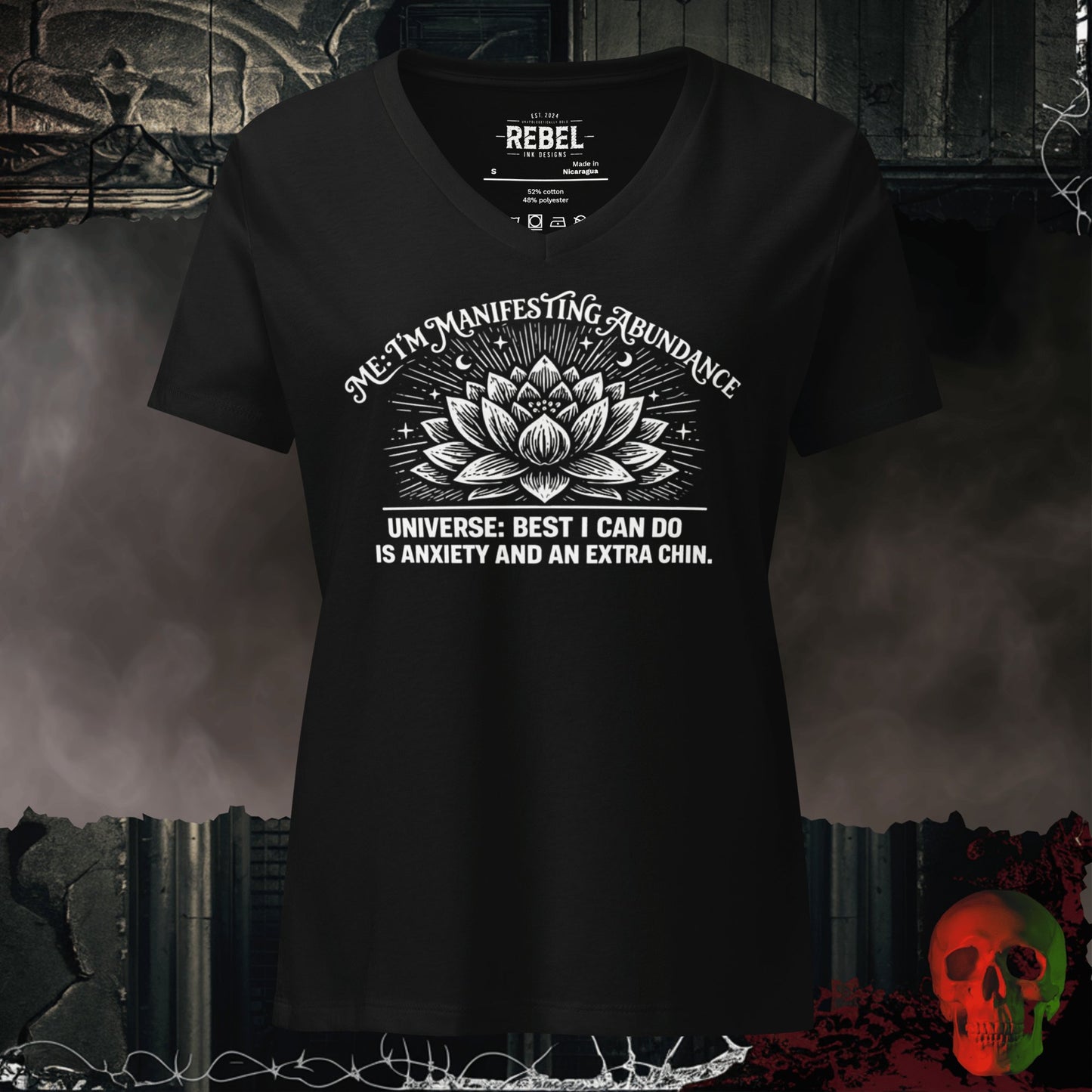 V-Neck Solid Black Blend / S Manifesting Abundance Relaxed V-Neck