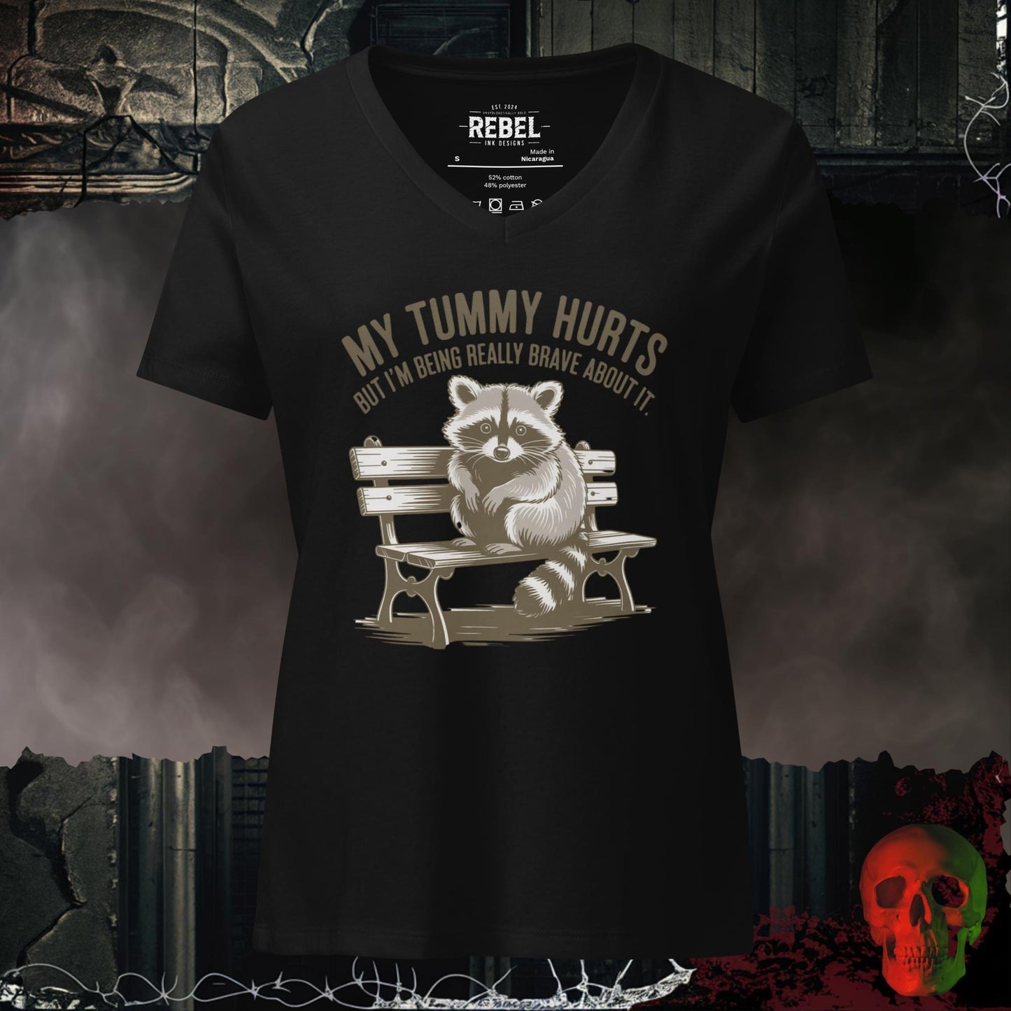 V-Neck Solid Black Blend / S My Tummy Hurts Relaxed V-Neck