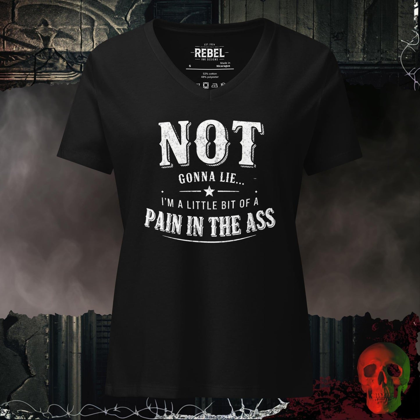 V-Neck Solid Black Blend / S Not Gonna Lie Women's Relaxed V-Neck