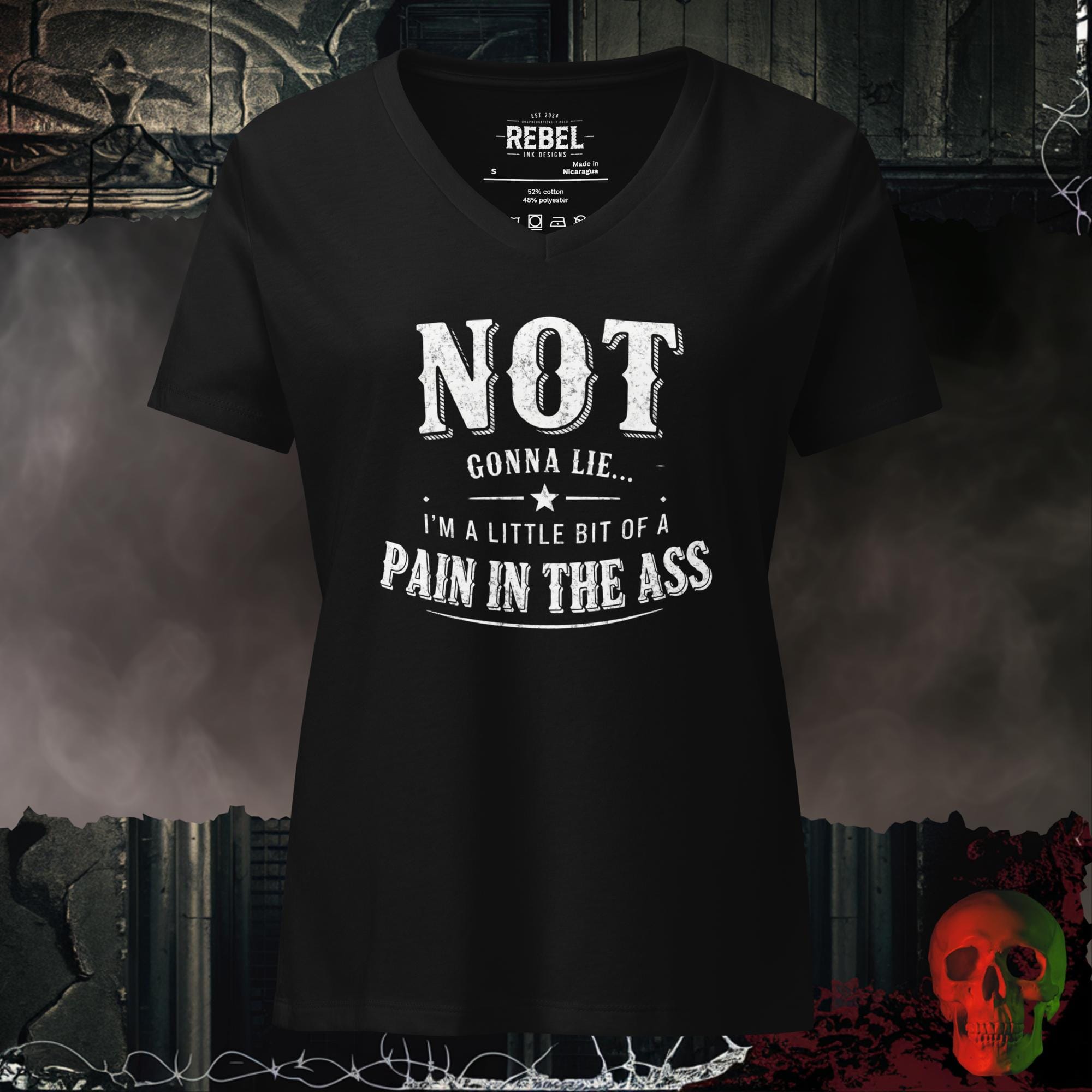 V-Neck Solid Black Blend / S Not Gonna Lie Women's Relaxed V-Neck