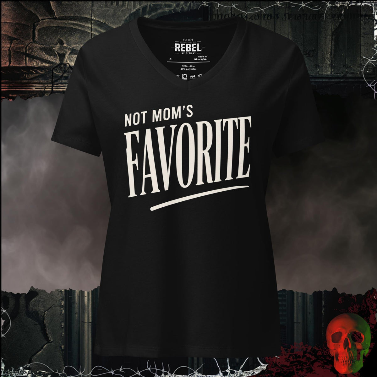 V-Neck Solid Black Blend / S Not Mom's Favorite Women's V-Neck Tee | Rebel Ink Designs