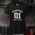V-Neck Solid Black Blend / S Perimenoposse Varsity Veteran Relaxed Fit V-Neck