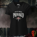 V-Neck Solid Black Blend / S Petty When Provoked Women's V-Neck Tee | Rebel Ink Designs