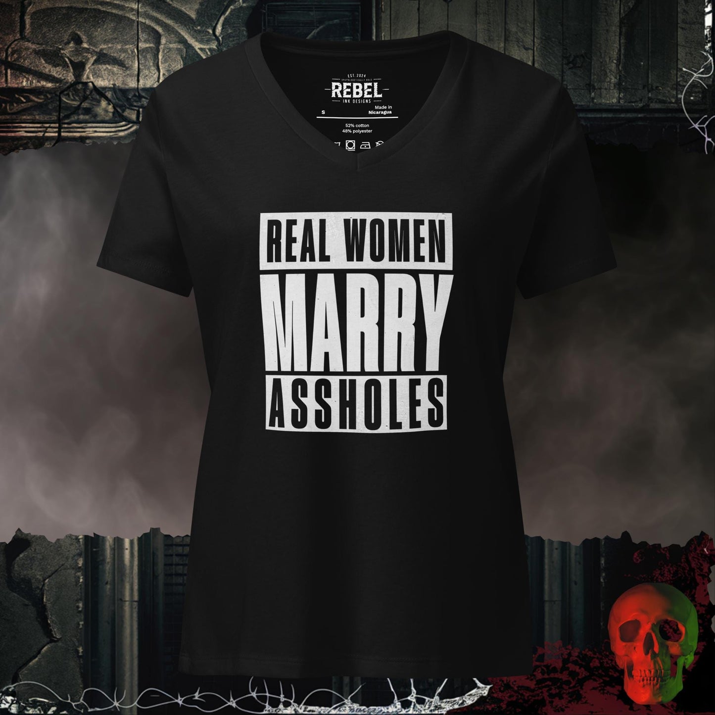 V-Neck Solid Black Blend / S Real Women Marry Assholes Relaxed V-Neck