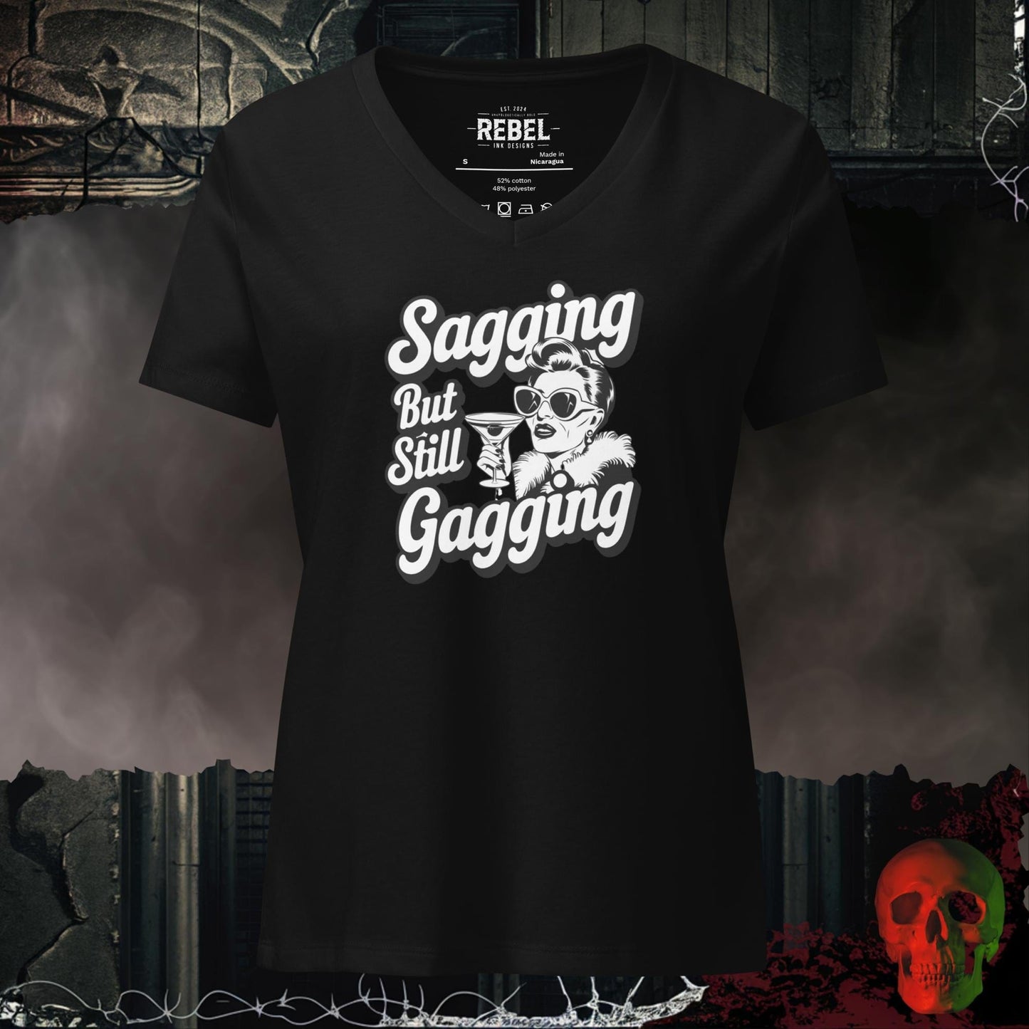 V-Neck Solid Black Blend / S Sagging But Still Gagging Relaxed V-Neck