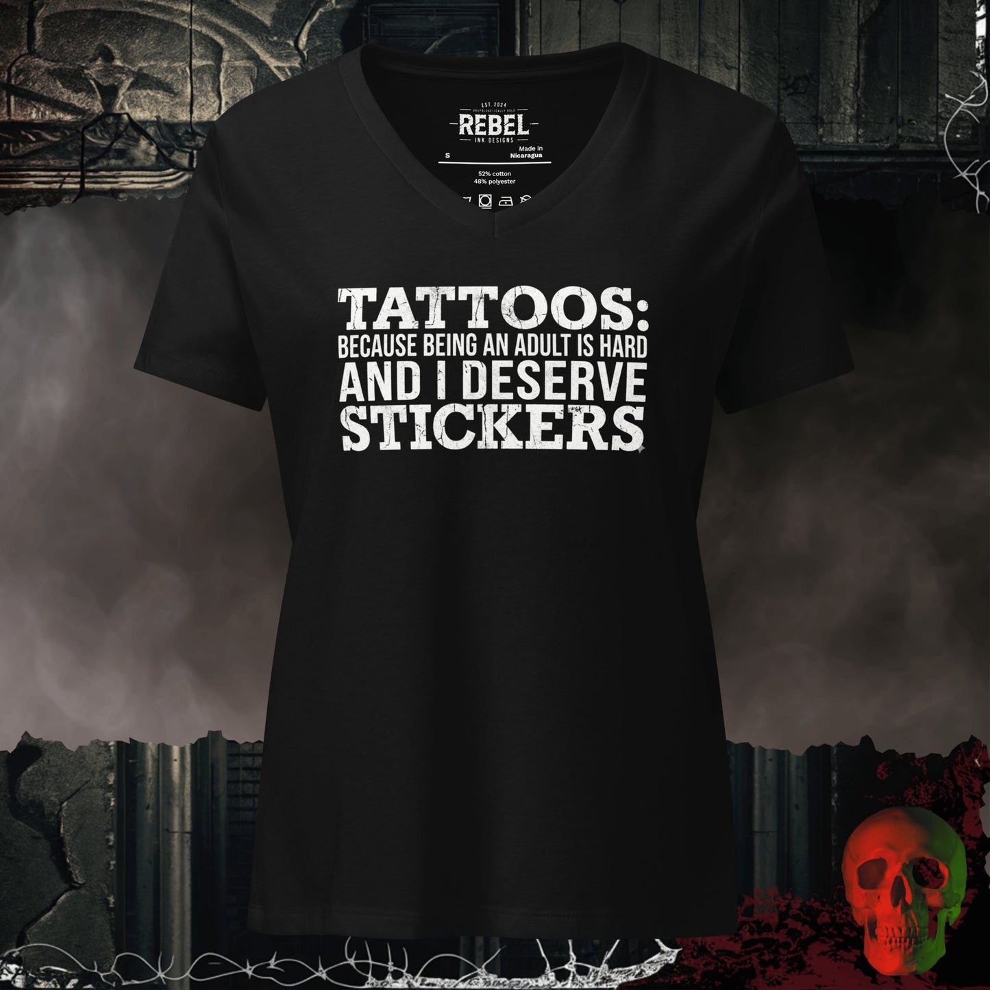 V-Neck Solid Black Blend / S Tattoos Are Just Stickers Relaxed V-Neck