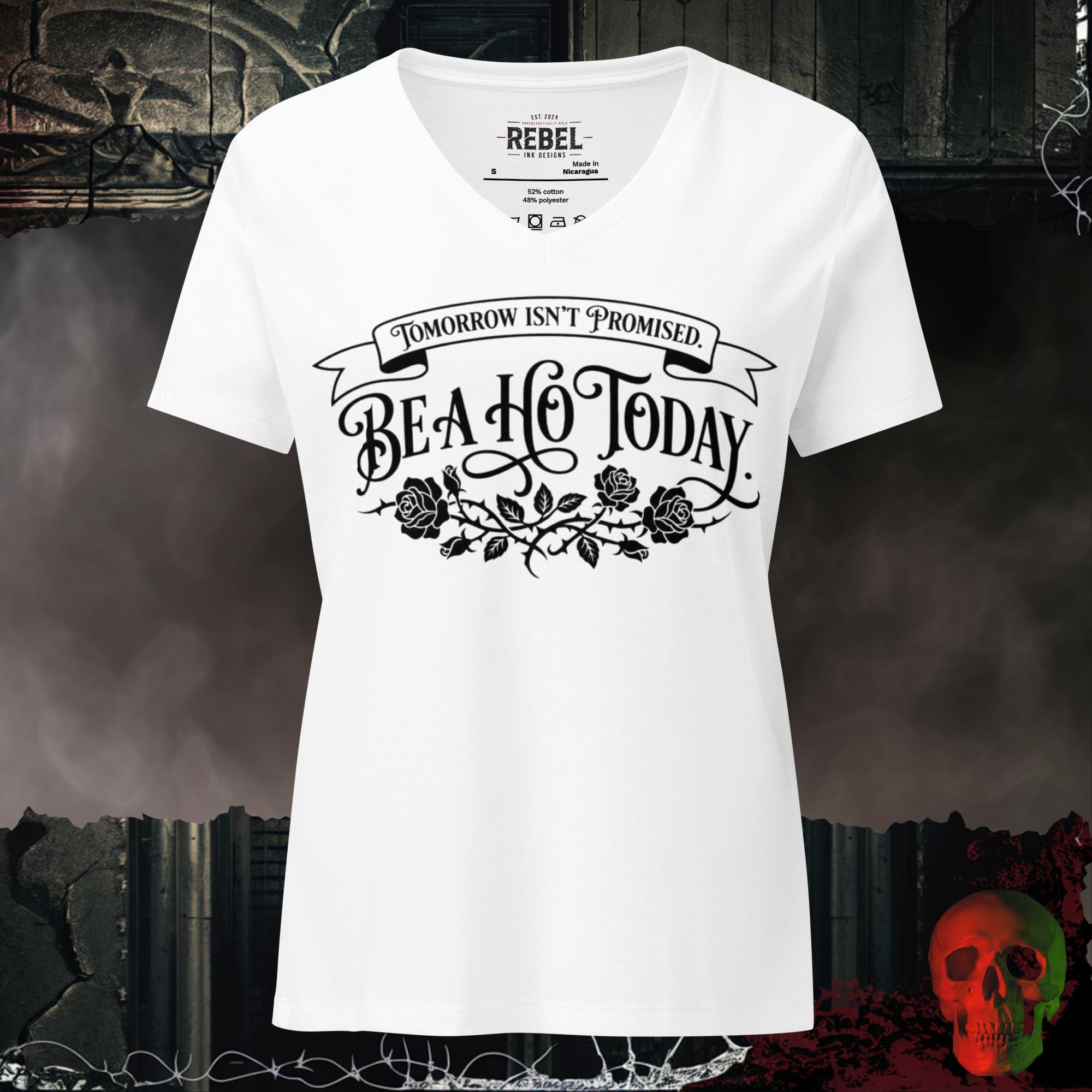 V-Neck Solid White Blend / S Be a Ho Today Relaxed V-Neck