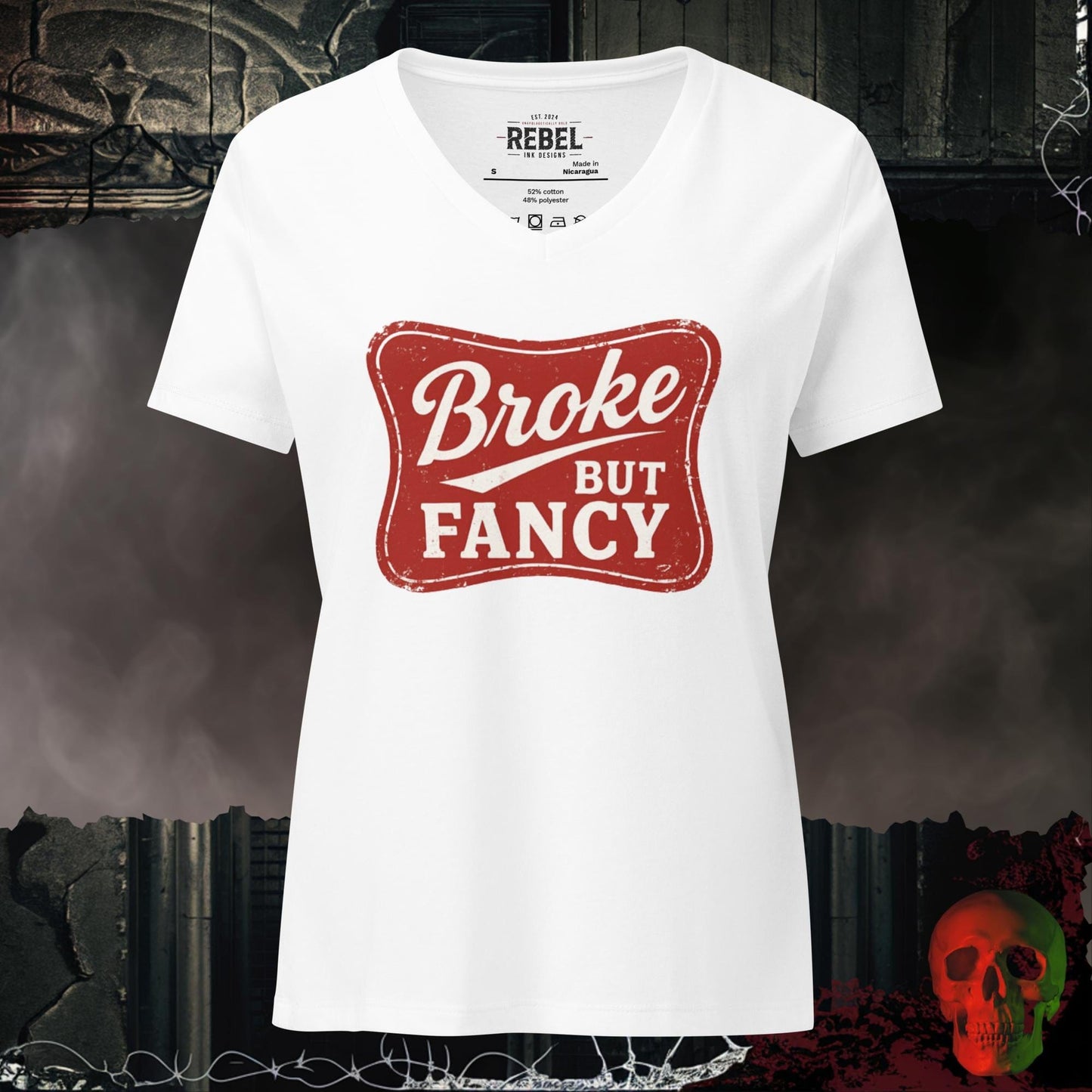 V-Neck Solid White Blend / S Broke But Fancy Relaxed V-Neck