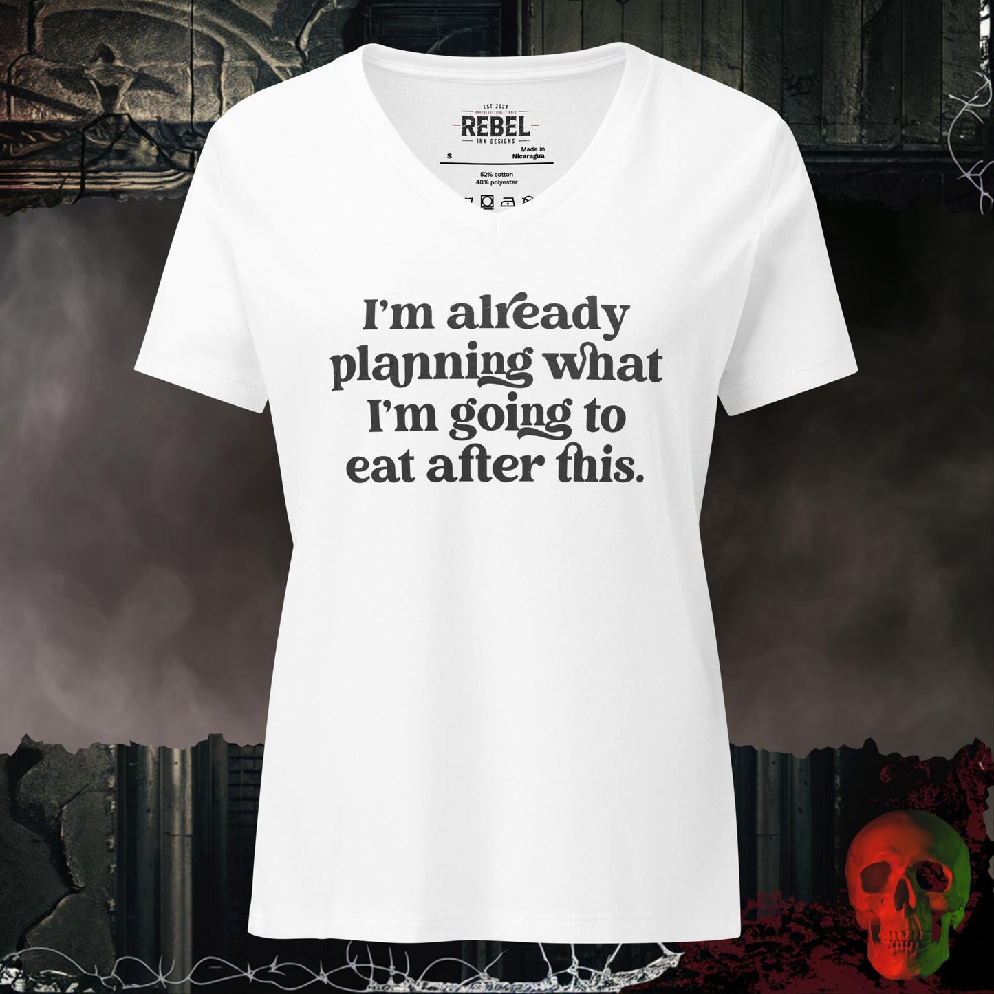 V-Neck Solid White Blend / S Food Noise Activated Relaxed V-Neck