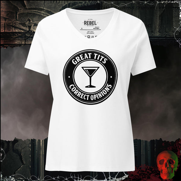 Great Tits, Correct Opinions Women's V-Neck Tee | Rebel Ink Designs