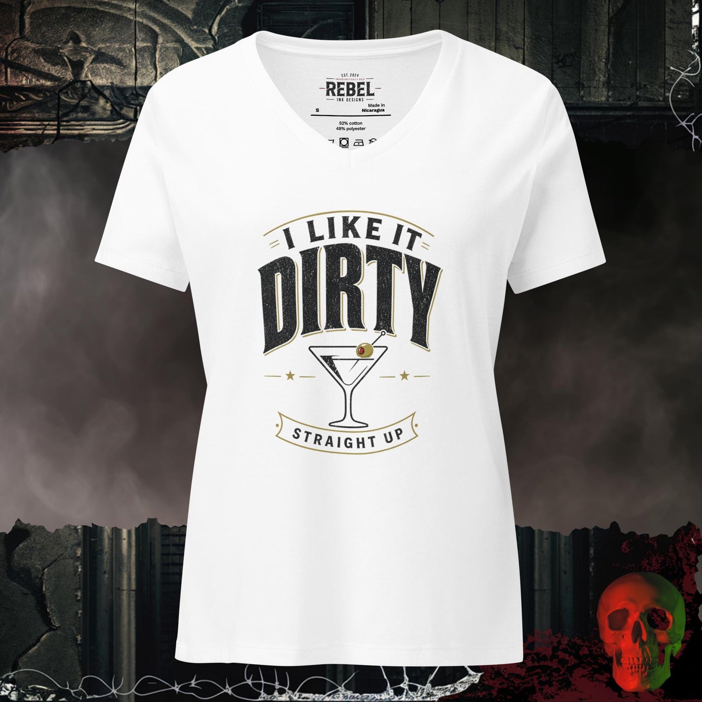 V-Neck Solid White Blend / S I Like it Dirty Relaxed V-Neck