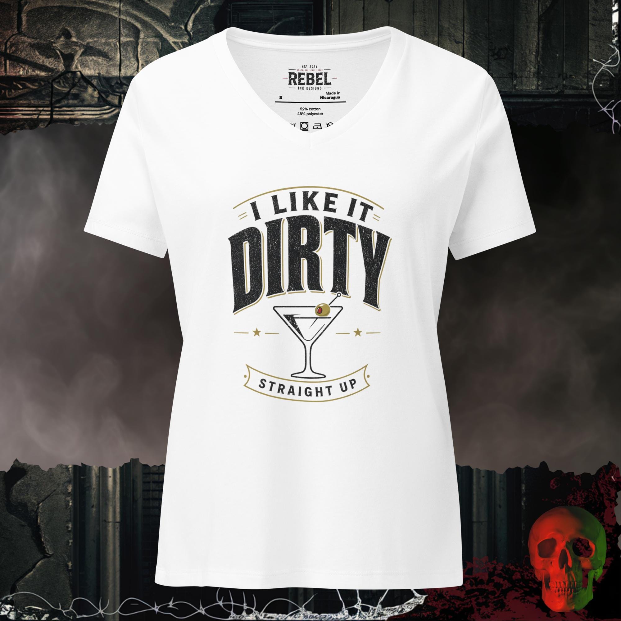 V-Neck Solid White Blend / S I Like it Dirty Relaxed V-Neck