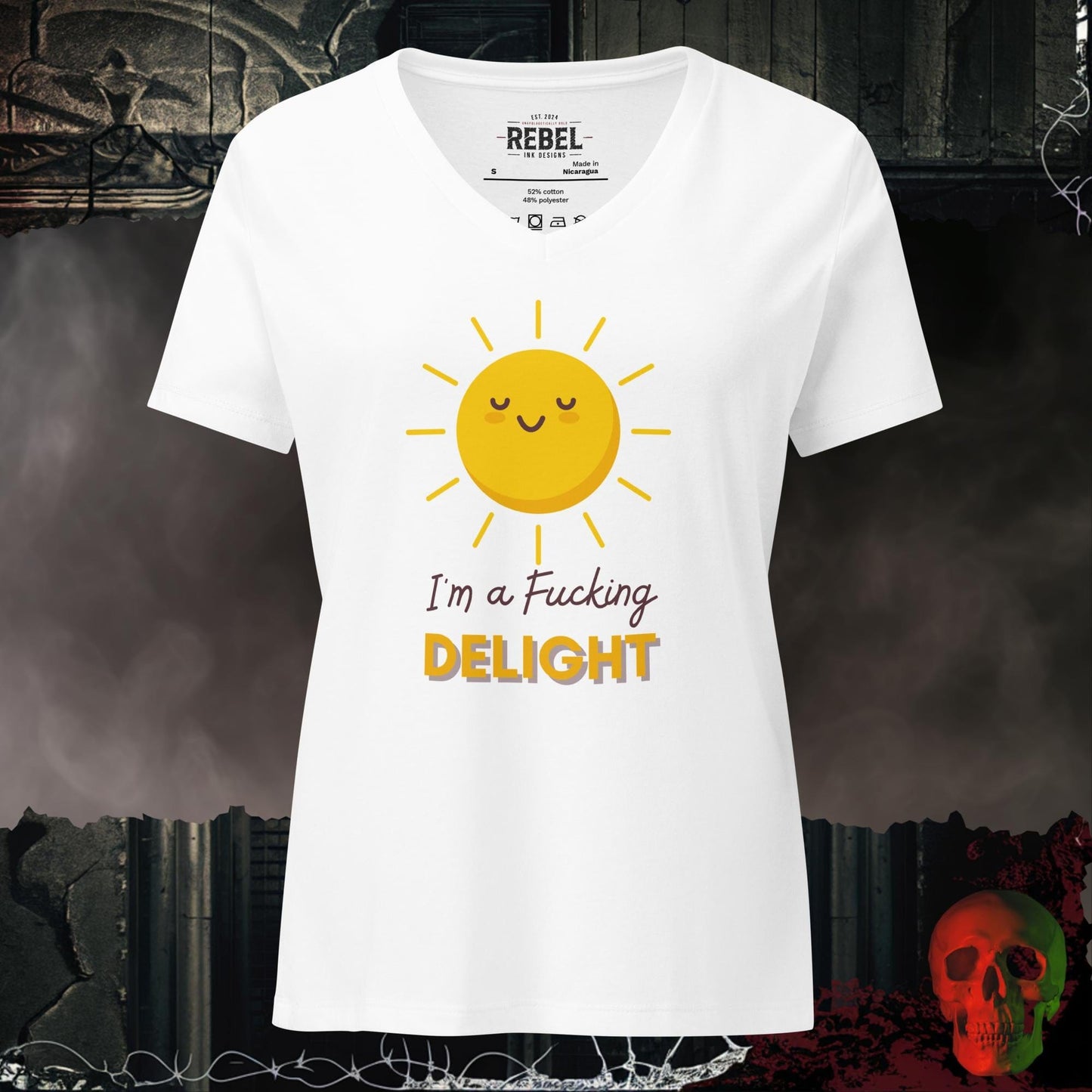 V-Neck Solid White Blend / S I'm a Real Delight Relaxed V-Neck
