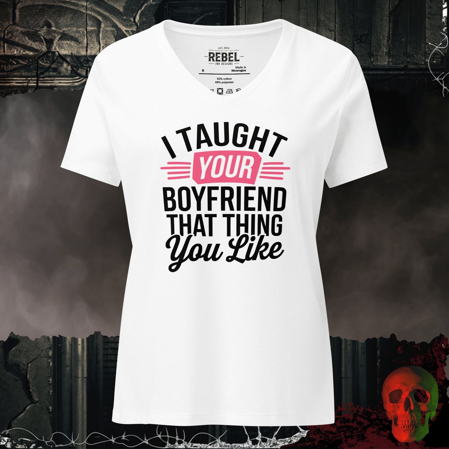 V-Neck Solid White Blend / S I Taught Your Boyfriend Relaxed V-Neck
