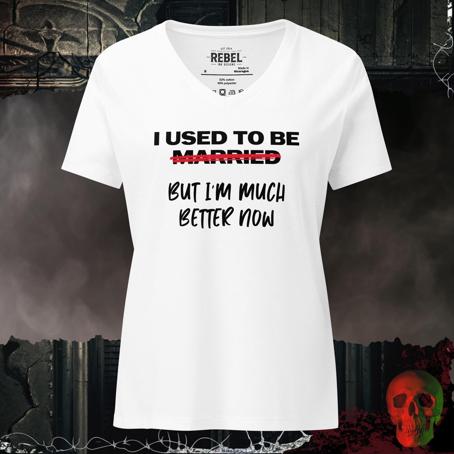 V-Neck Solid White Blend / S I Used to be Married Relaxed V-Neck