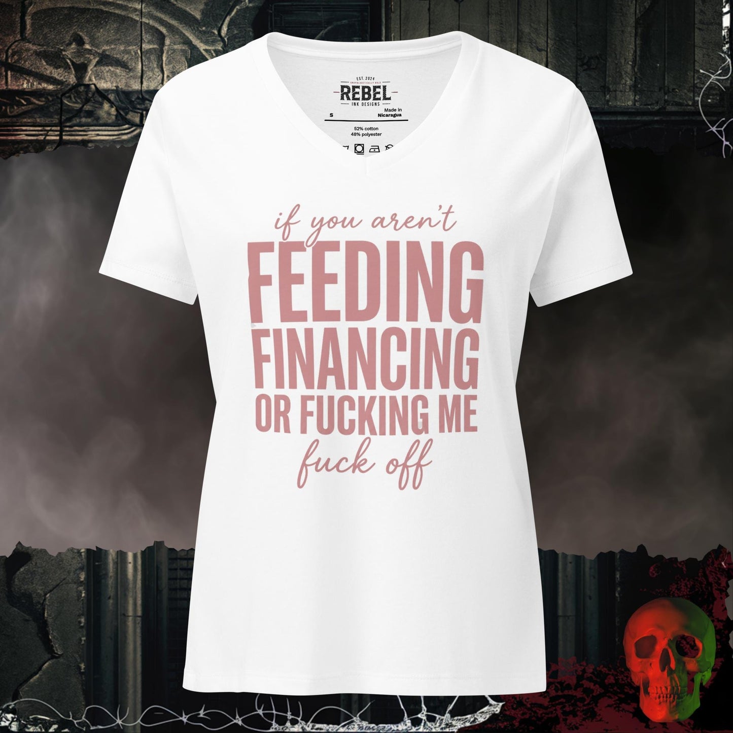 V-Neck Solid White Blend / S If You Aren't Feeding Financing or F*cking Me Women's V-Neck