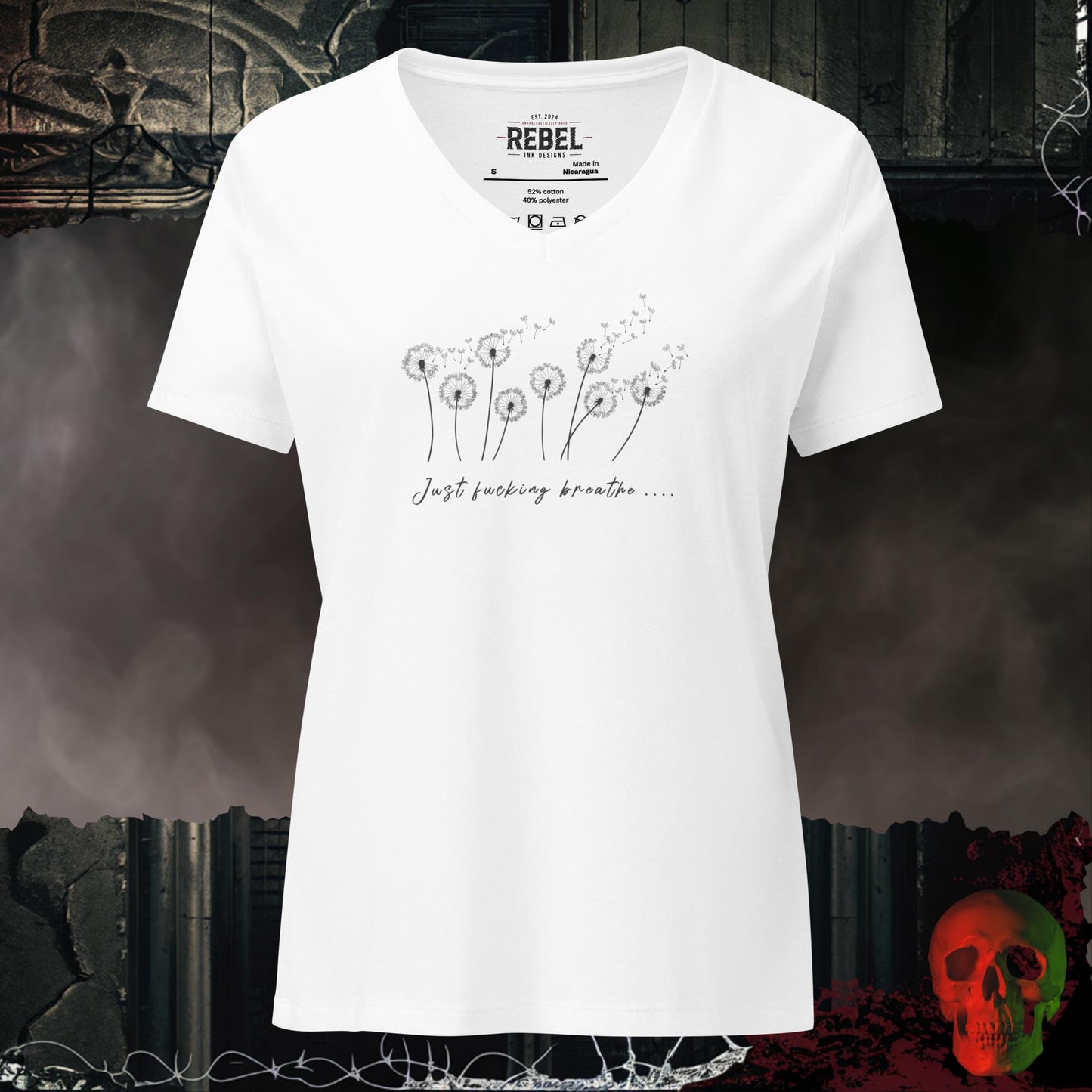 V-Neck Solid White Blend / S Just F*cking Breathe Relaxed V-Neck