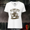 V-Neck Solid White Blend / S My Tummy Hurts Relaxed V-Neck