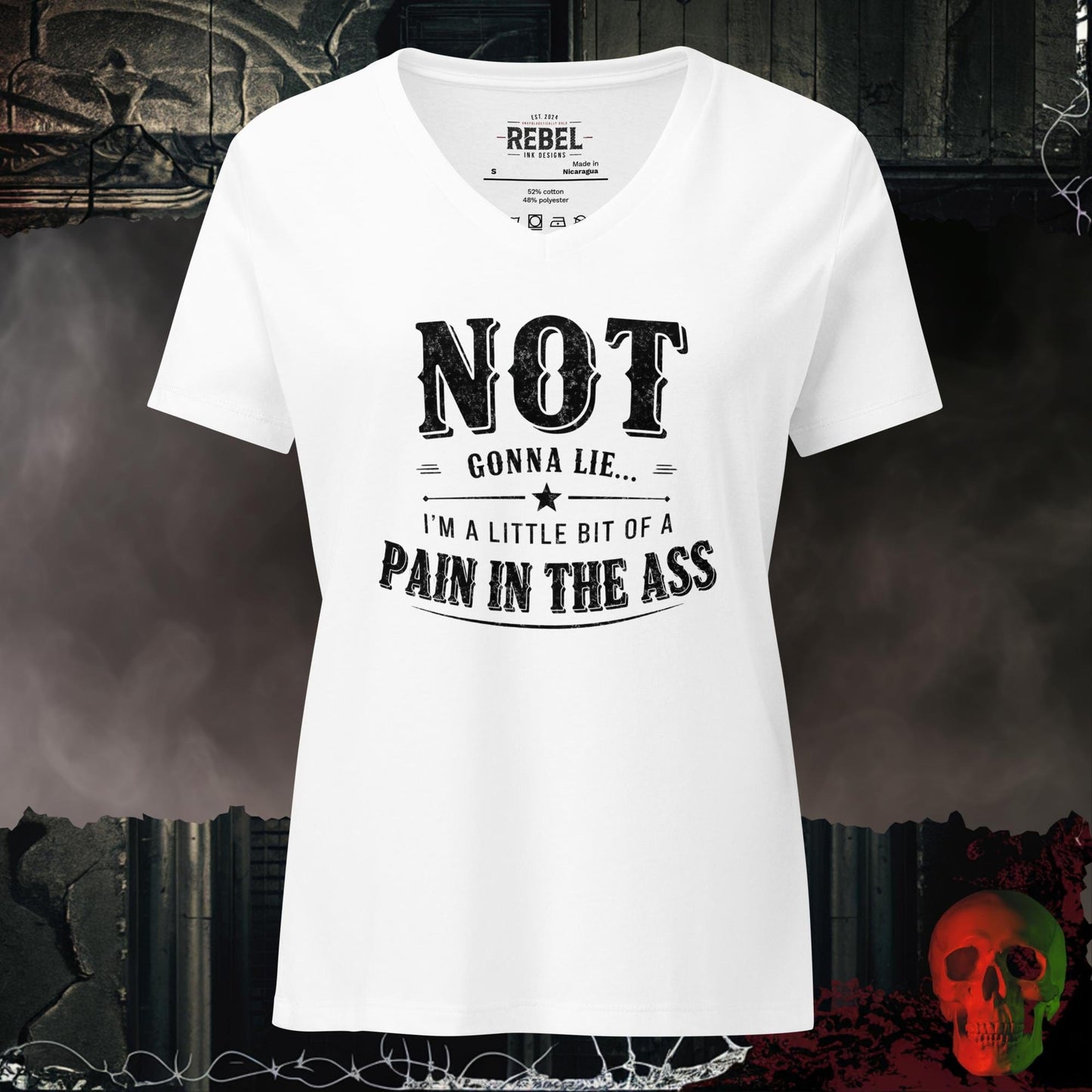 V-Neck Solid White Blend / S Not Gonna Lie Women's Relaxed V-Neck