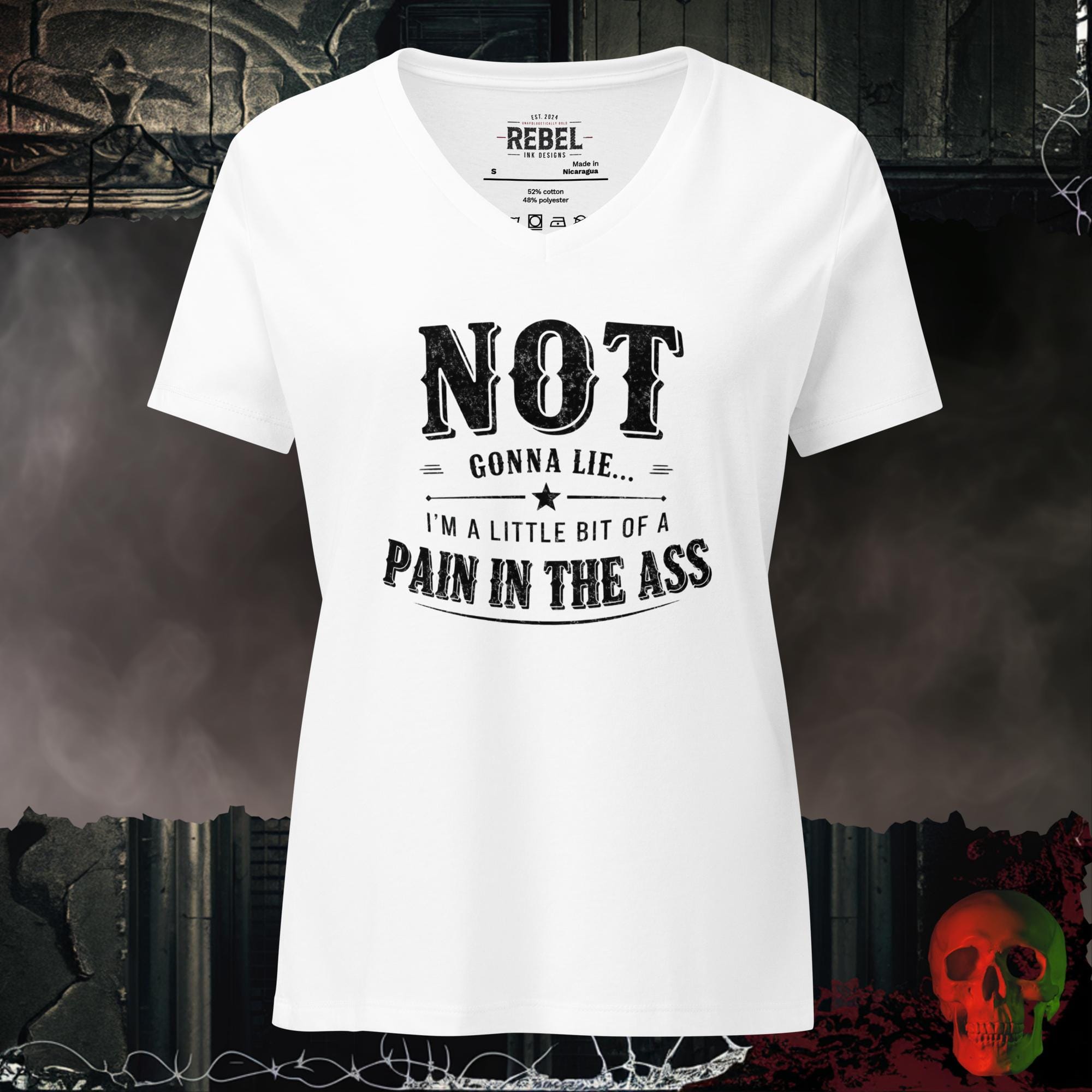 V-Neck Solid White Blend / S Not Gonna Lie Women's Relaxed V-Neck