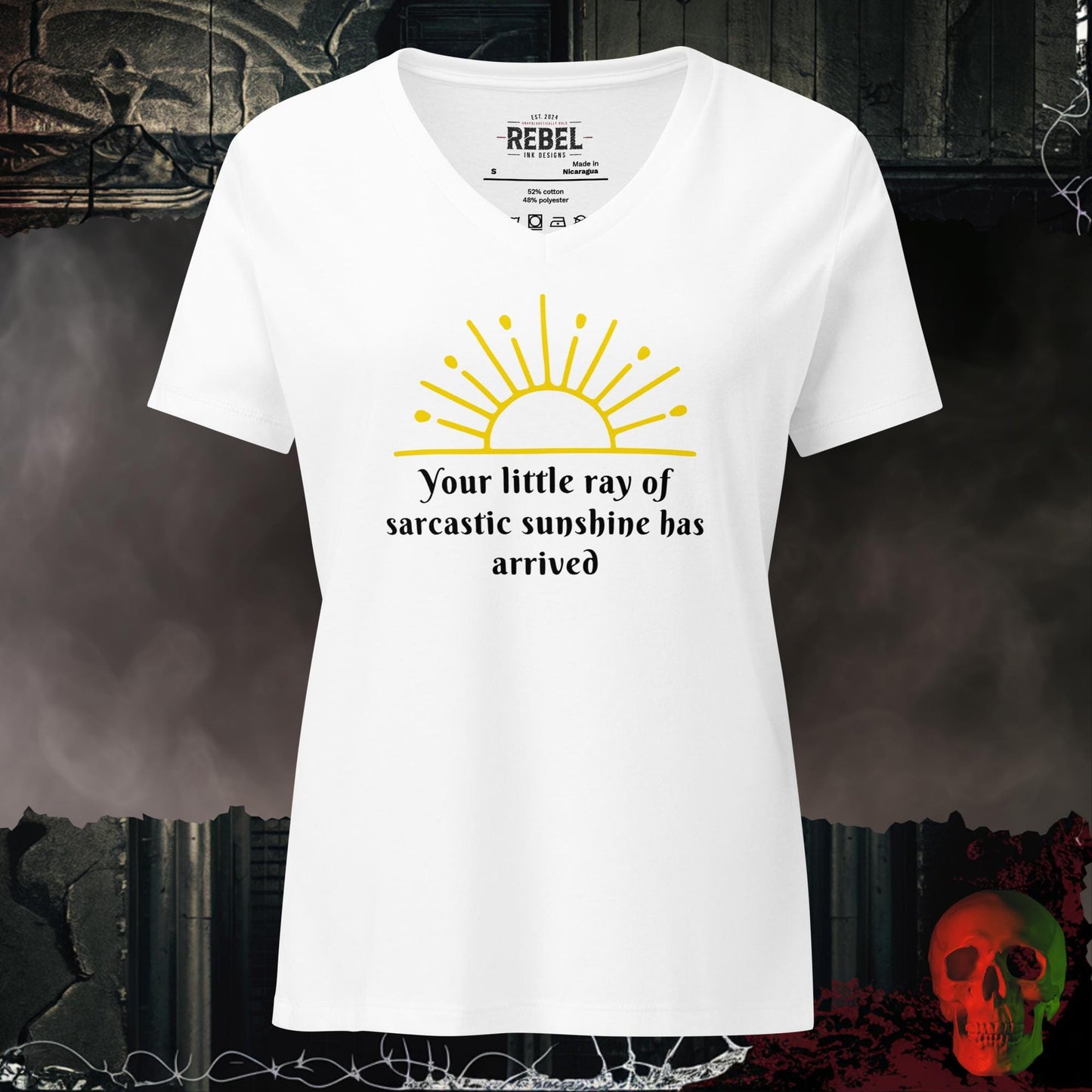 V-Neck Solid White Blend / S Sarcastic Sunshine Relaxed V-Neck
