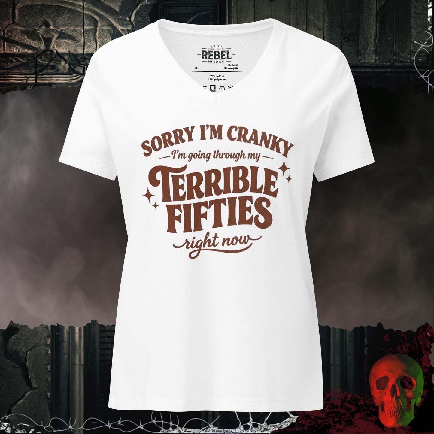 V-Neck Solid White Blend / S Terrible Fifties Relaxed V-Neck