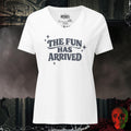 V-Neck Solid White Blend / S The Fun Has Arrived Relaxed V-Neck