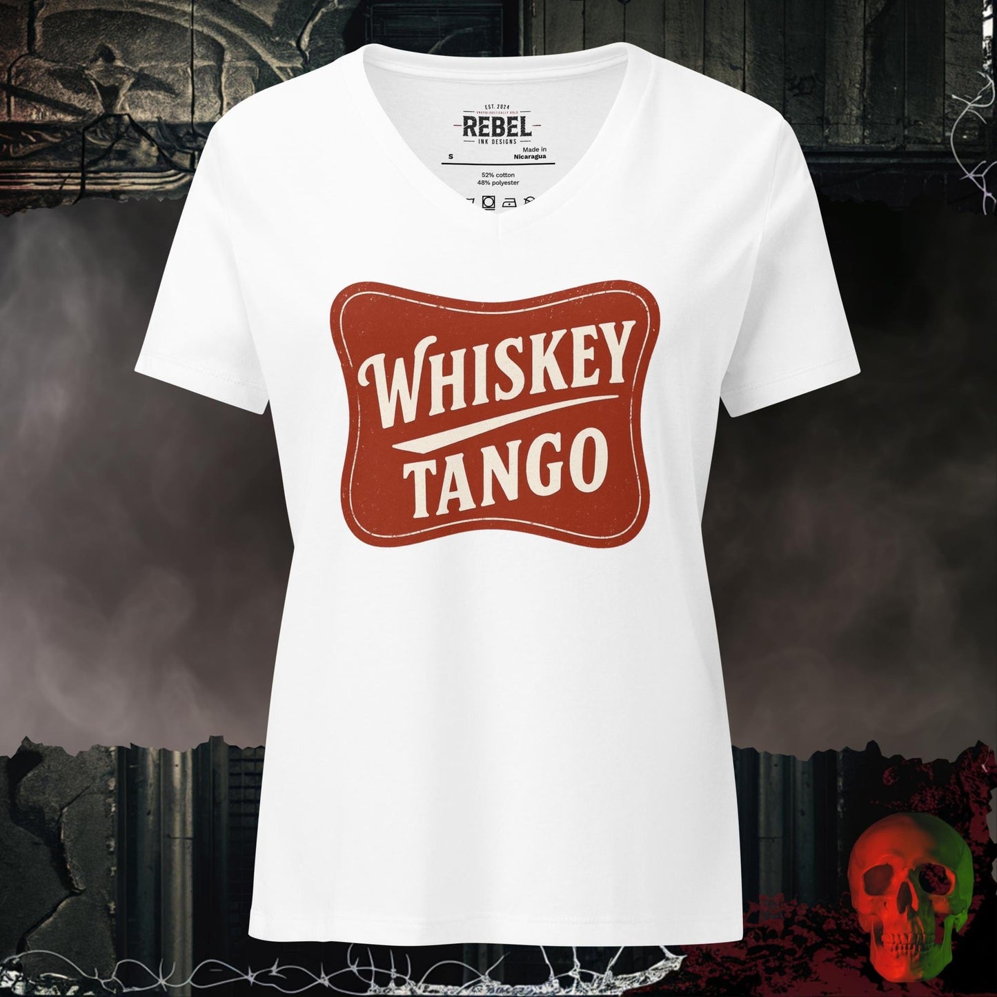 V-Neck Solid White Blend / S Whiskey Tango Relaxed V-Neck