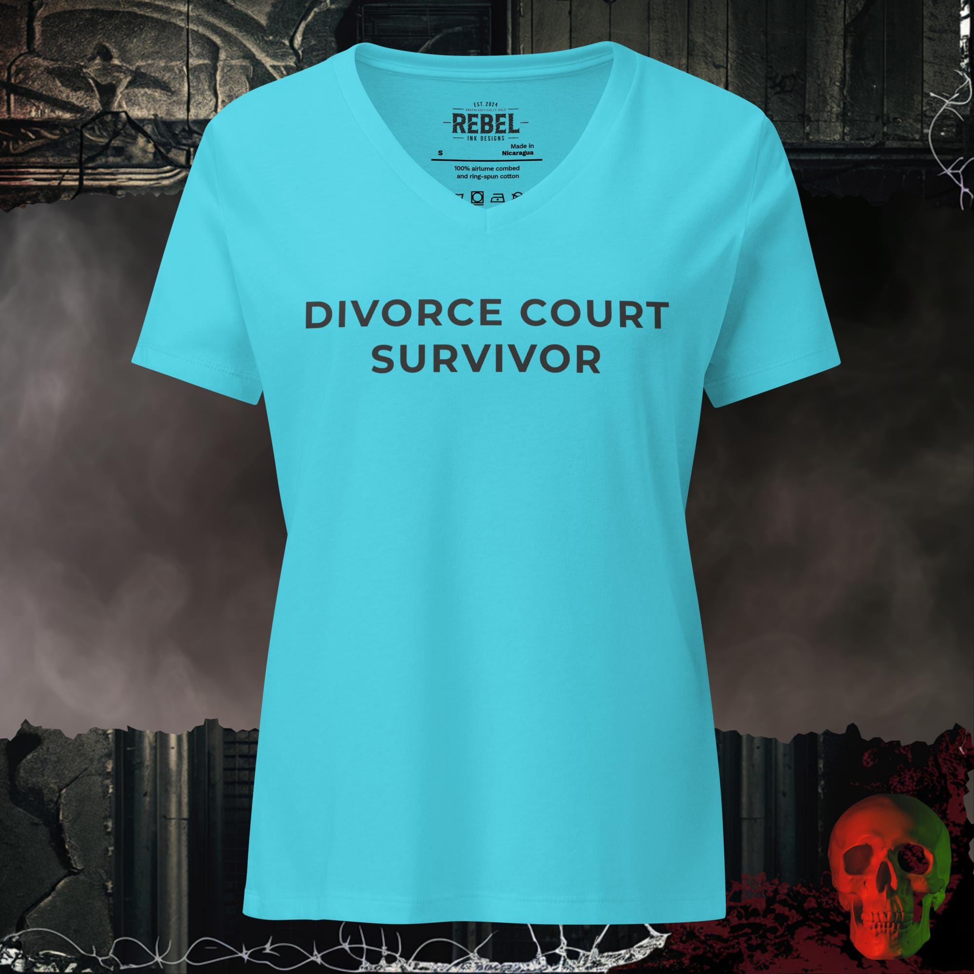 V-Neck Turquoise / S Divorce Court Survivor V-Neck Tee | Rebel Ink Designs