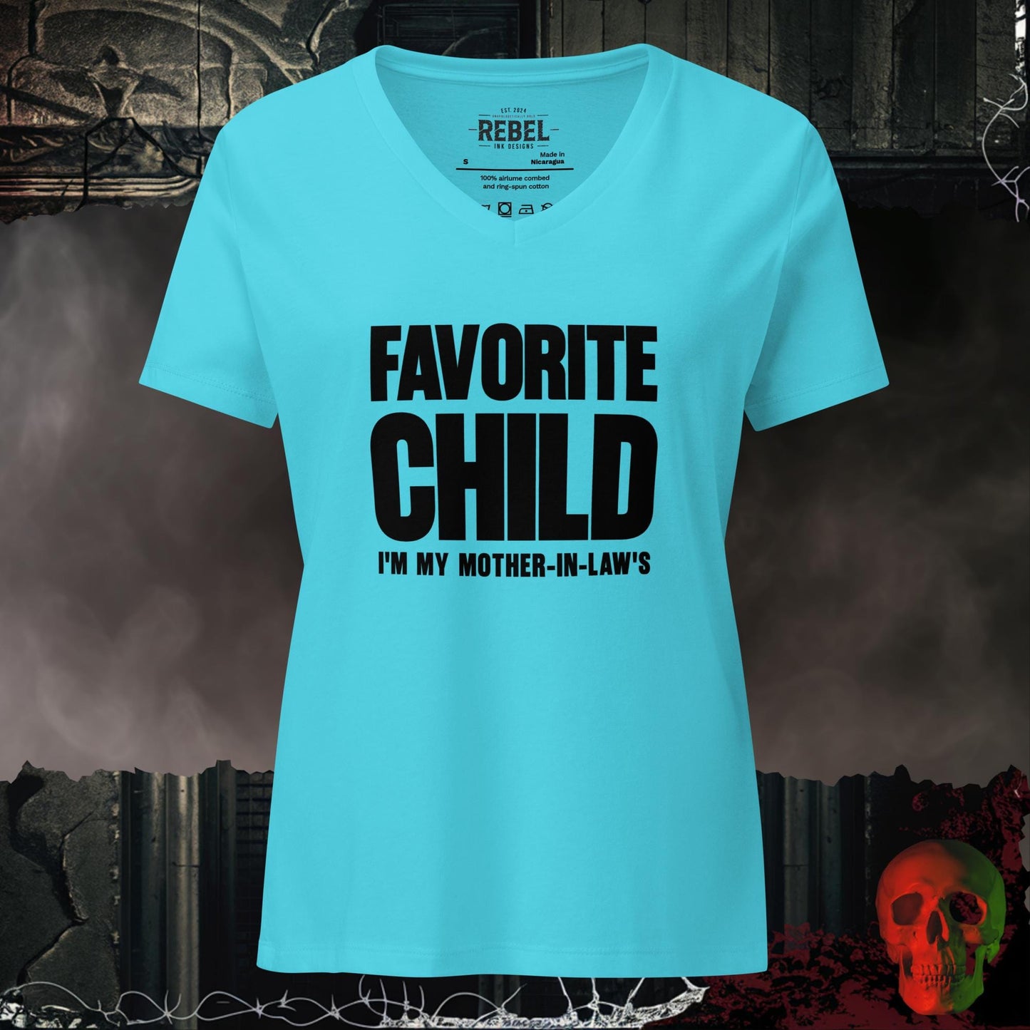 V-Neck Turquoise / S Favorite Child I'm My Mother-In-Law's Confident Women's V-Neck
