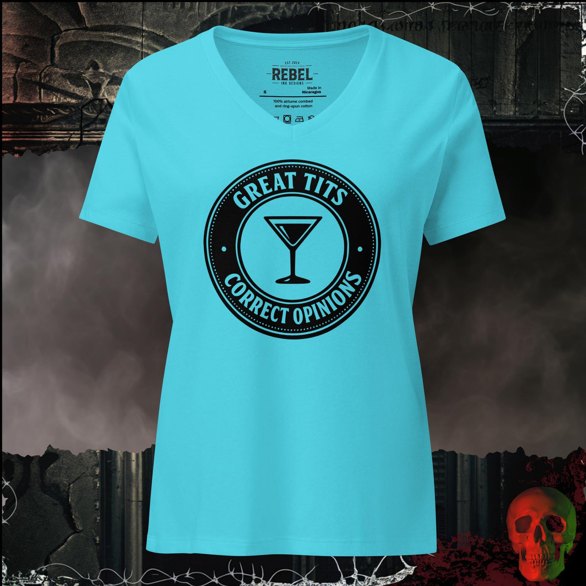 V-Neck Turquoise / S Great Tits, Correct Opinions Women's V-Neck Tee | Rebel Ink Designs