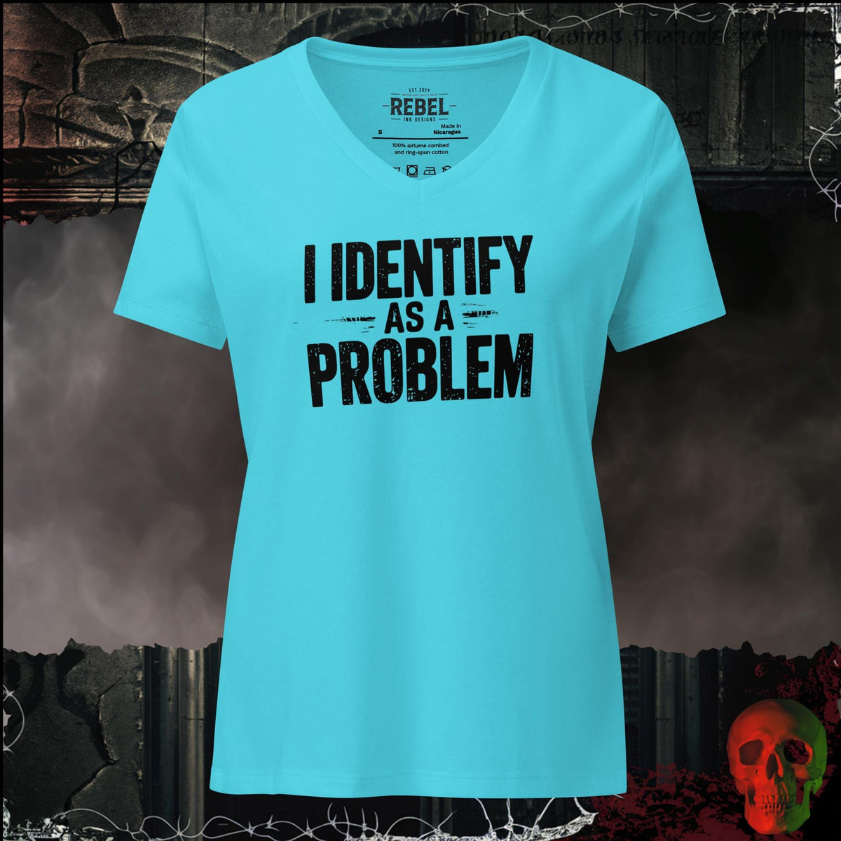 V-Neck Turquoise / S I Identify As a Problem Women's V-Neck Tee | Rebel Ink Designs