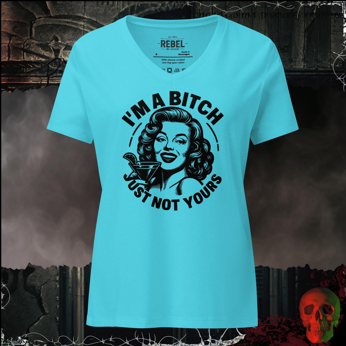 V-Neck Turquoise / S I'm a Bitch, Just Not Yours Women's V-Neck Tee | Rebel Ink Designs