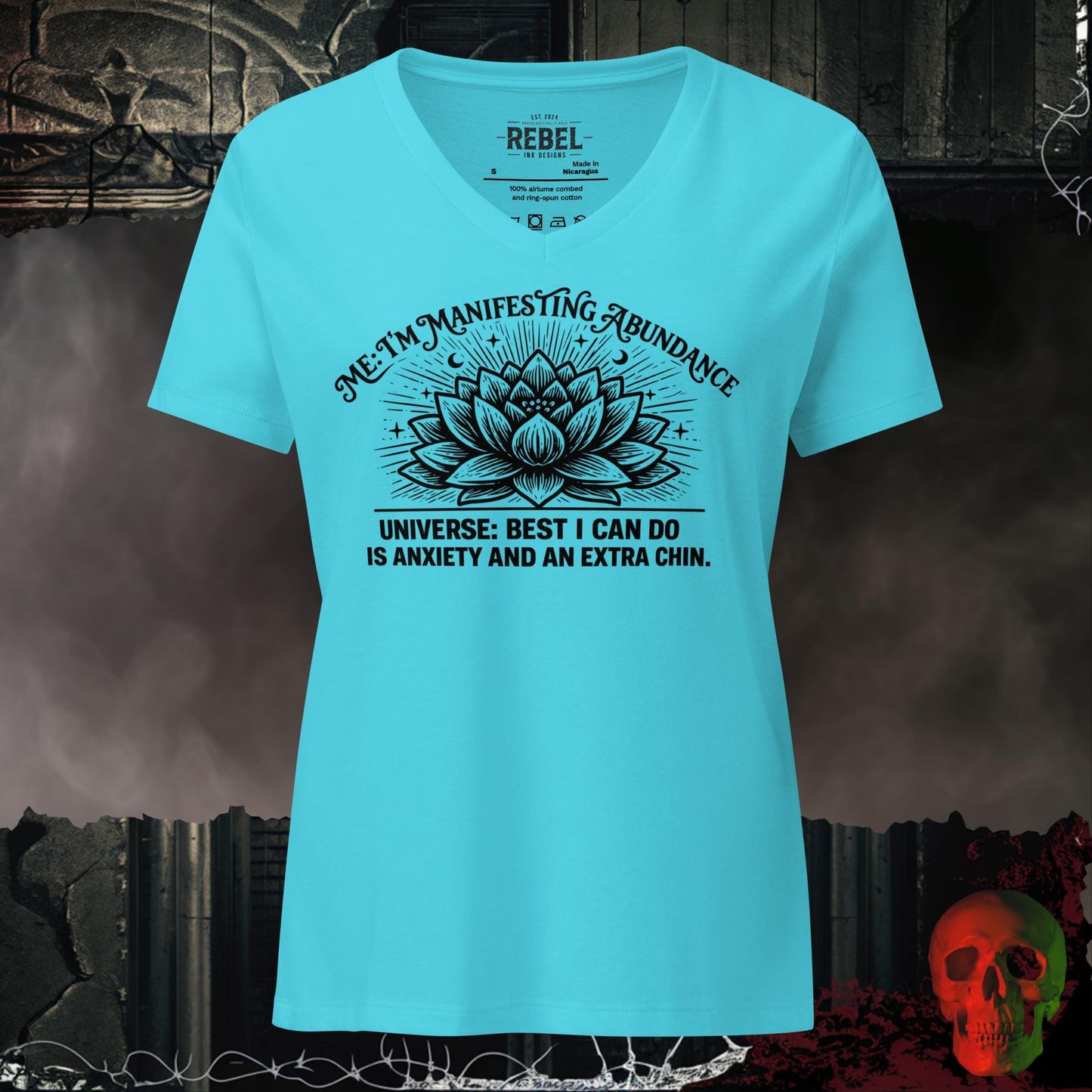 V-Neck Turquoise / S Manifesting Abundance Relaxed V-Neck